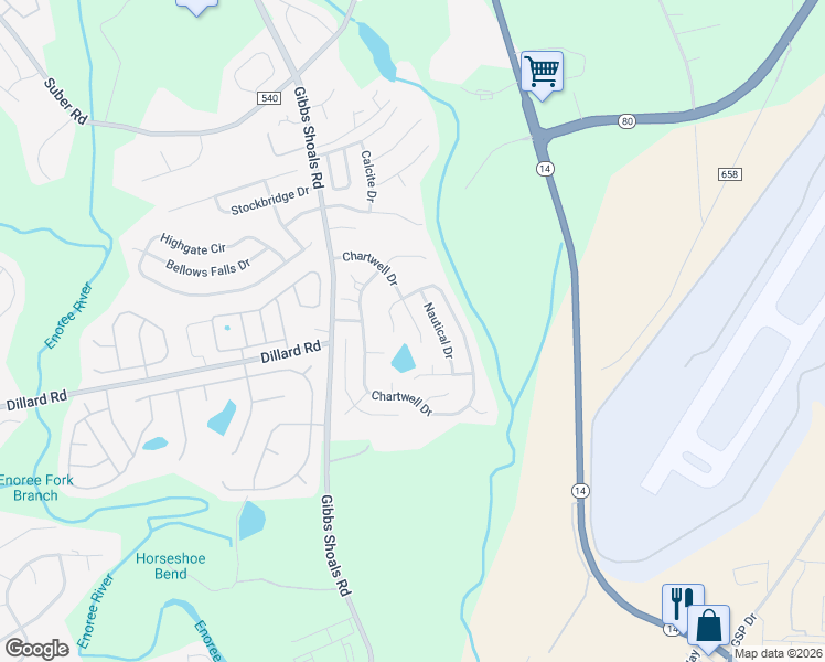 map of restaurants, bars, coffee shops, grocery stores, and more near 22 Tack Lane in Greer