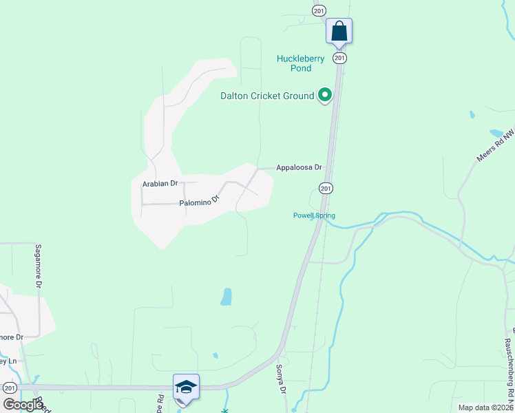 map of restaurants, bars, coffee shops, grocery stores, and more near 504 Shire Court in Dalton
