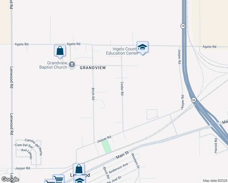 map of restaurants, bars, coffee shops, grocery stores, and more near 35010 Cedar Road in Barstow