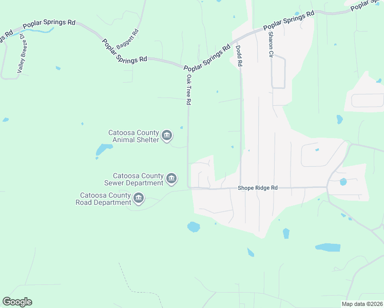 map of restaurants, bars, coffee shops, grocery stores, and more near 411 Oak Tree Road in Ringgold