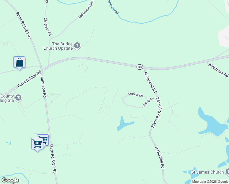 map of restaurants, bars, coffee shops, grocery stores, and more near 201 Eva Plaza in Easley
