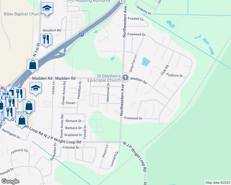 map of restaurants, bars, coffee shops, grocery stores, and more near 1604 Ivy Street in Jacksonville