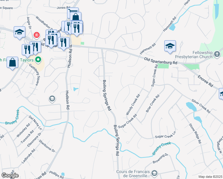 map of restaurants, bars, coffee shops, grocery stores, and more near 237 Grandmont Court in Greer