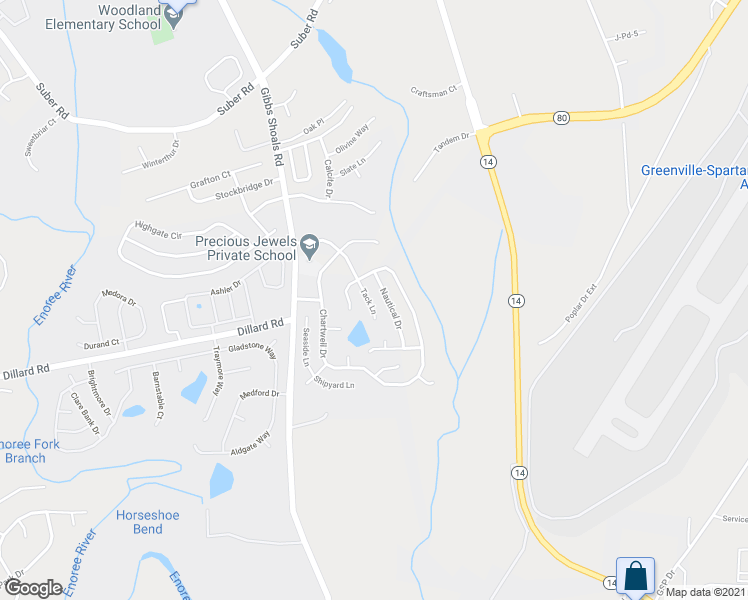 map of restaurants, bars, coffee shops, grocery stores, and more near 19 Tack Lane in Greer