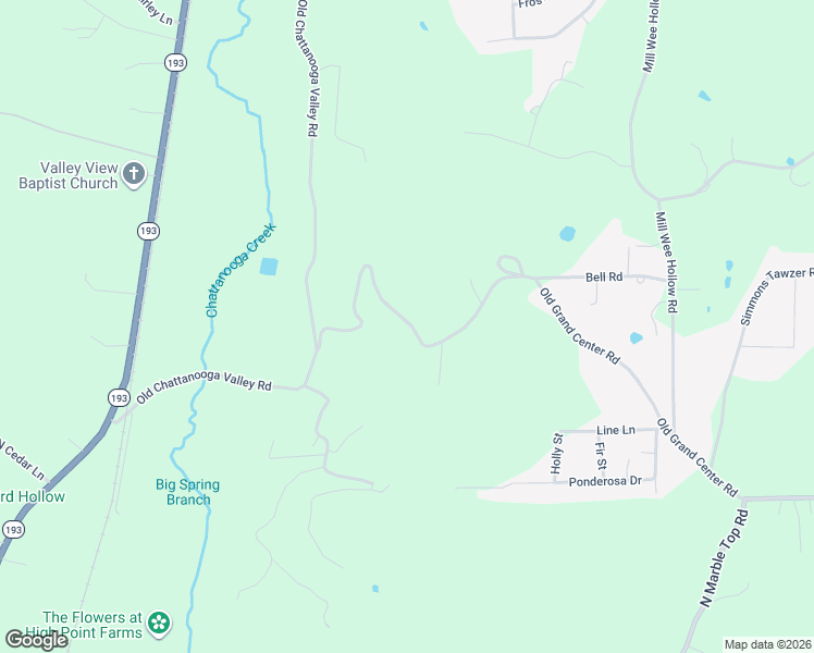 map of restaurants, bars, coffee shops, grocery stores, and more near 741 Old Grand Center Road in Chickamauga