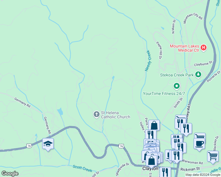 map of restaurants, bars, coffee shops, grocery stores, and more near 50 Lockerbie Court in Clayton