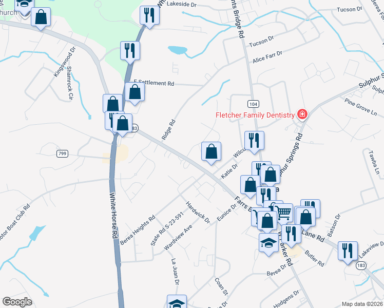 map of restaurants, bars, coffee shops, grocery stores, and more near 6 Forest Ridge Way in Greenville