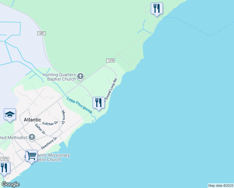 map of restaurants, bars, coffee shops, grocery stores, and more near in Atlantic
