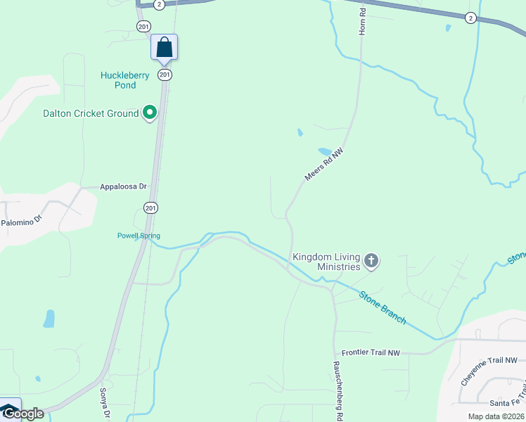 map of restaurants, bars, coffee shops, grocery stores, and more near 1055 Durham Street in Dalton