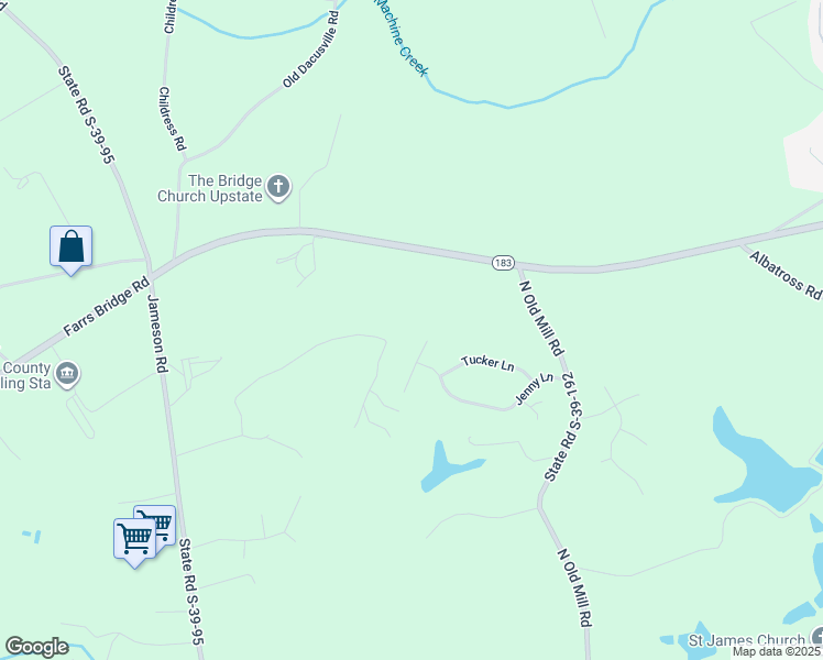 map of restaurants, bars, coffee shops, grocery stores, and more near 205 Eva Plaza in Easley