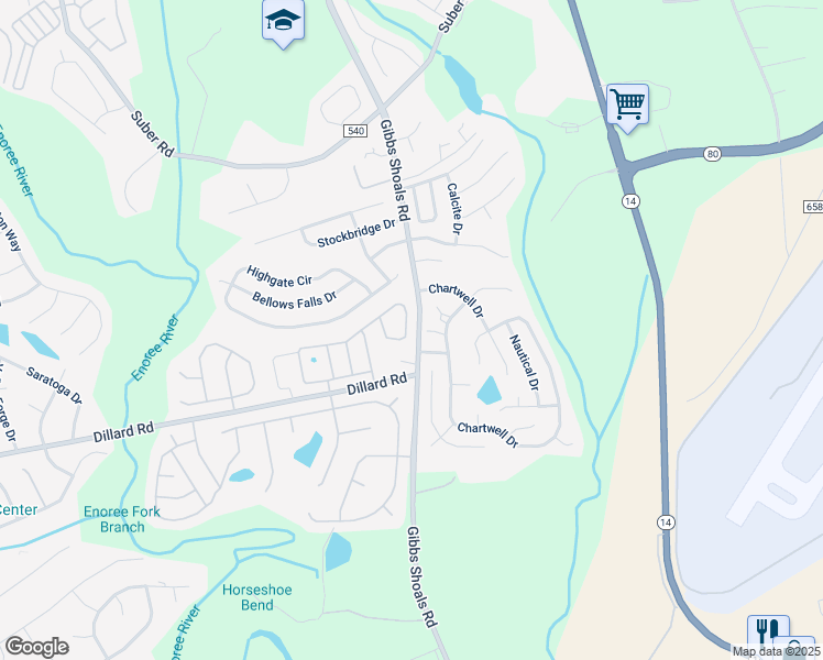map of restaurants, bars, coffee shops, grocery stores, and more near 527 Ashler Drive in Greer