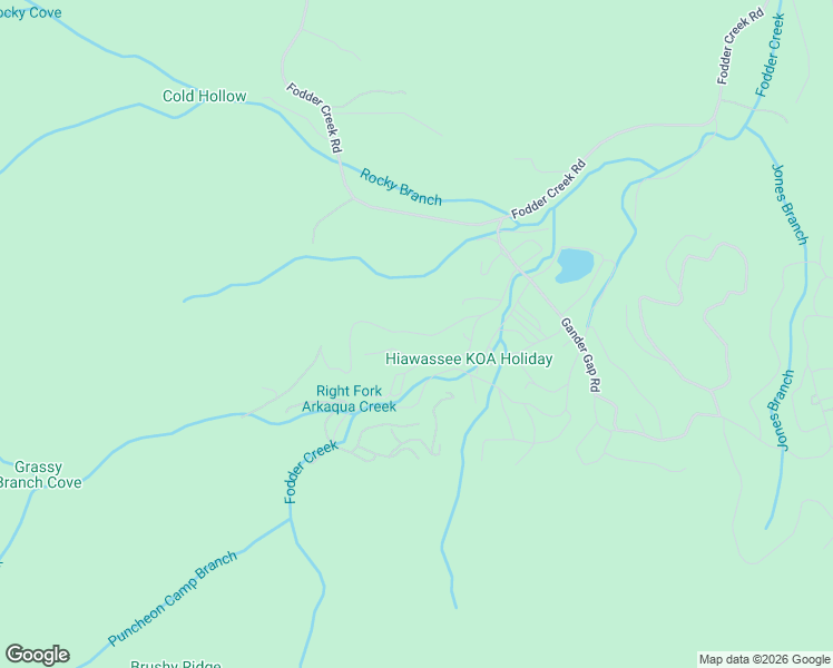 map of restaurants, bars, coffee shops, grocery stores, and more near 1127 Ridge Road in Hiawassee