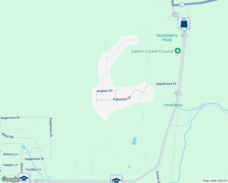 map of restaurants, bars, coffee shops, grocery stores, and more near Arabian Drive in Whitfield County