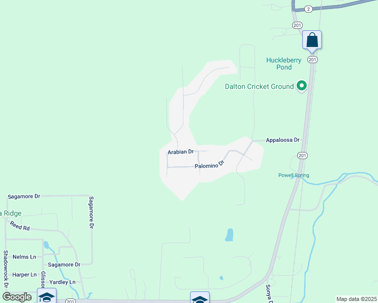 map of restaurants, bars, coffee shops, grocery stores, and more near Arabian Drive in Whitfield County