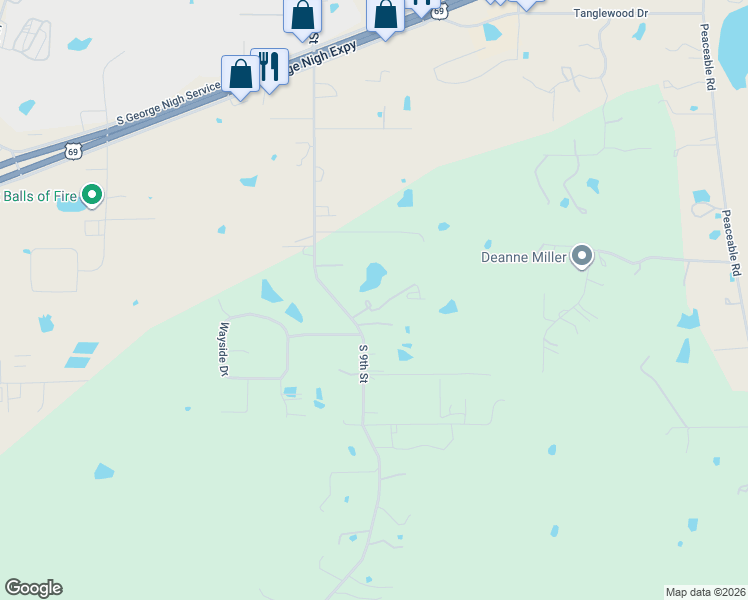 map of restaurants, bars, coffee shops, grocery stores, and more near 3526 Hardy Springs Road in McAlester
