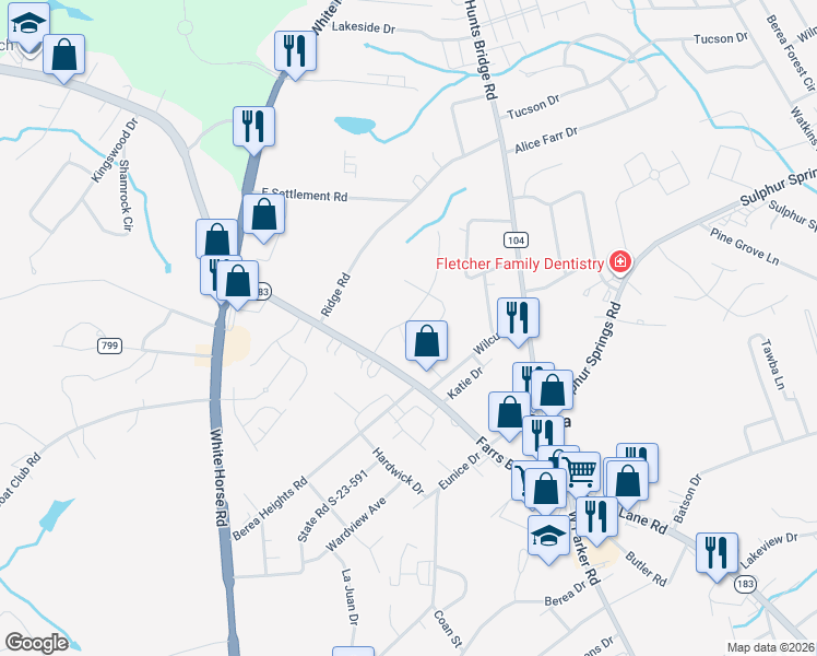 map of restaurants, bars, coffee shops, grocery stores, and more near 322 Barnhill Court in Greenville