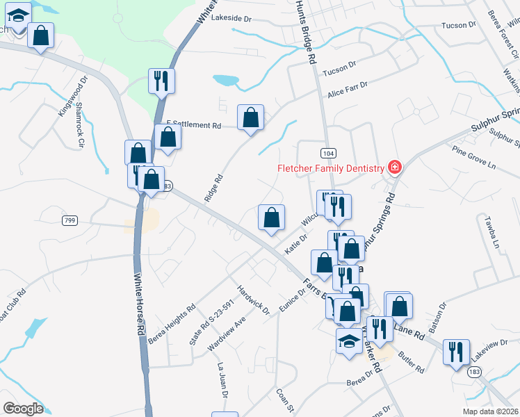map of restaurants, bars, coffee shops, grocery stores, and more near 322 Barnhill Court in Greenville