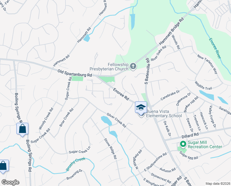 map of restaurants, bars, coffee shops, grocery stores, and more near 107 Tanager Circle in Greer