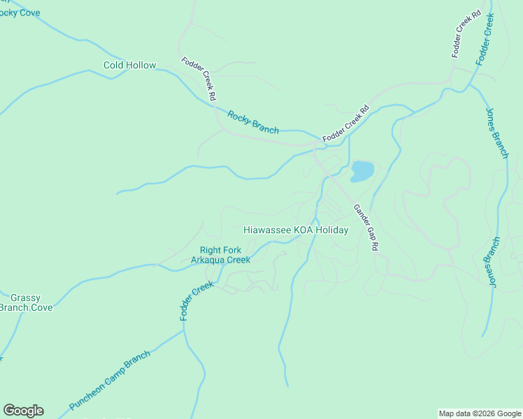 map of restaurants, bars, coffee shops, grocery stores, and more near 1127 Ridge Road in Hiawassee