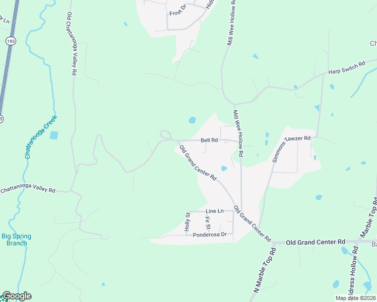 map of restaurants, bars, coffee shops, grocery stores, and more near 394 Old Grand Center Road in Chickamauga