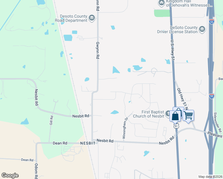 map of restaurants, bars, coffee shops, grocery stores, and more near 1988 Gwynn Road in Hernando