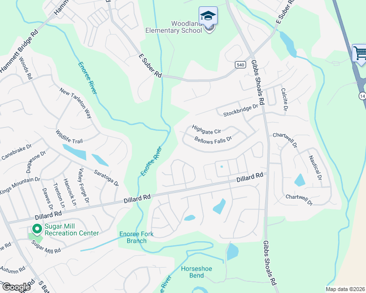 map of restaurants, bars, coffee shops, grocery stores, and more near 257 Highgate Circle in Greer