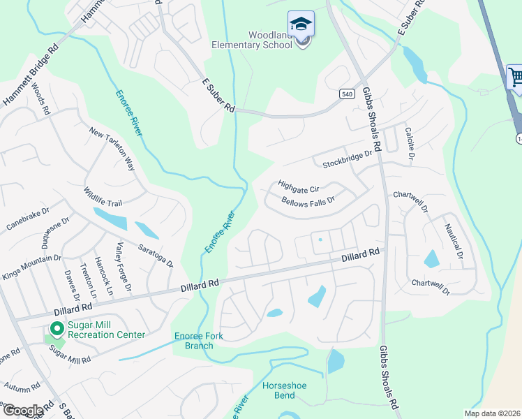 map of restaurants, bars, coffee shops, grocery stores, and more near 257 Highgate Cir in Greer