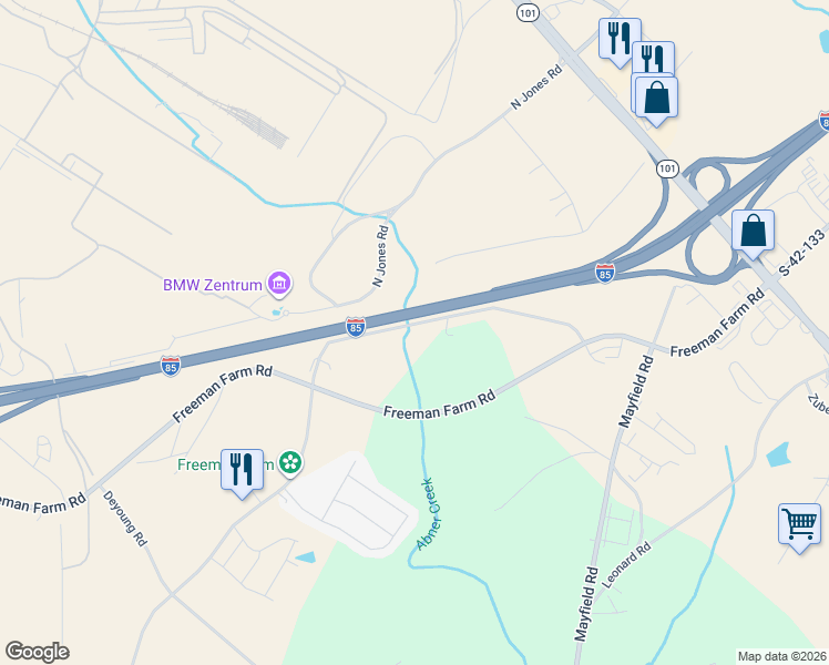 map of restaurants, bars, coffee shops, grocery stores, and more near 401 State Road S-42-653 in Greer