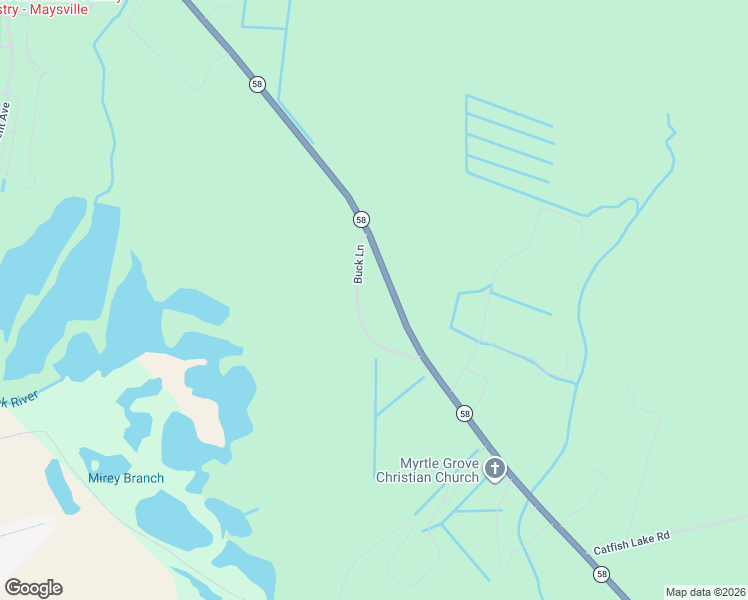 map of restaurants, bars, coffee shops, grocery stores, and more near 5454 State Highway 58 in Maysville