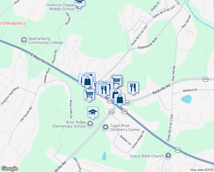 map of restaurants, bars, coffee shops, grocery stores, and more near 2141 East Main Street in Duncan
