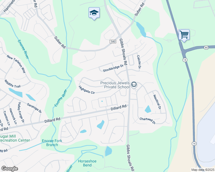 map of restaurants, bars, coffee shops, grocery stores, and more near 9 Bellow Falls Drive in Greer