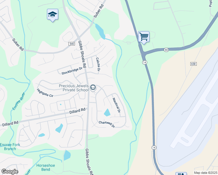 map of restaurants, bars, coffee shops, grocery stores, and more near 712 Chartwell Drive in Greer