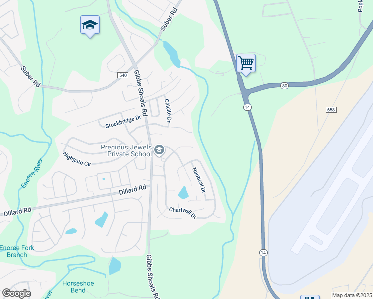 map of restaurants, bars, coffee shops, grocery stores, and more near 222 Marshland Lane in Greer