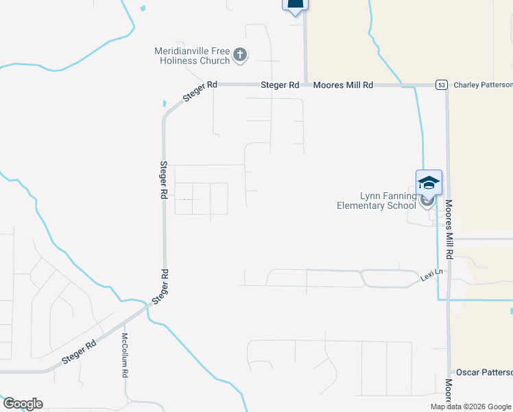 map of restaurants, bars, coffee shops, grocery stores, and more near Shoals Road in Meridianville