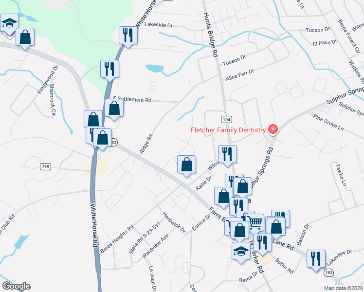 map of restaurants, bars, coffee shops, grocery stores, and more near 206 Hillyer Court in Greenville