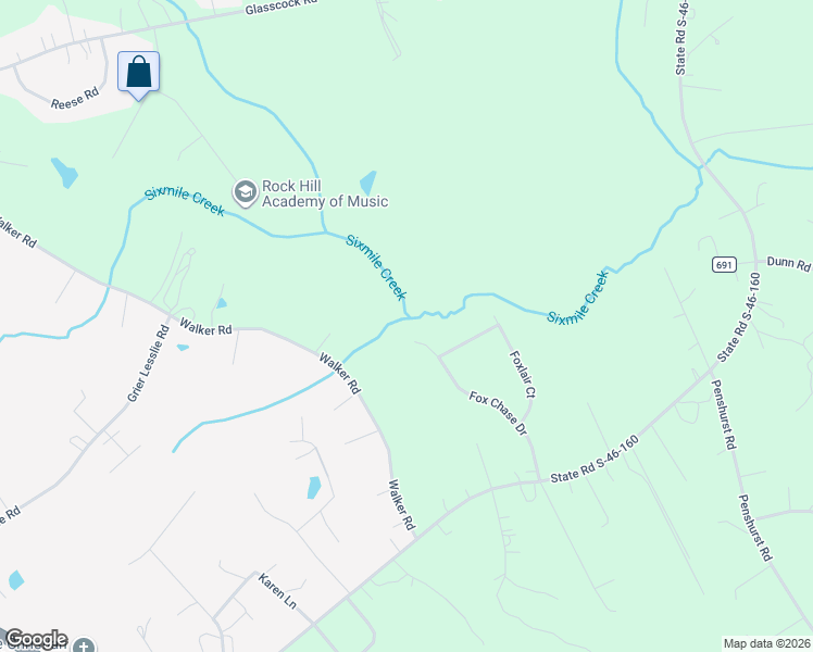 map of restaurants, bars, coffee shops, grocery stores, and more near 230 Fox Chase Drive in Rock Hill