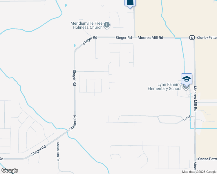 map of restaurants, bars, coffee shops, grocery stores, and more near Shoals Road in Meridianville