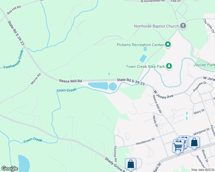 map of restaurants, bars, coffee shops, grocery stores, and more near 1059 Reece Mill Road in Pickens