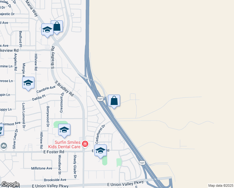 map of restaurants, bars, coffee shops, grocery stores, and more near 3920 U.S. 101 in Santa Maria