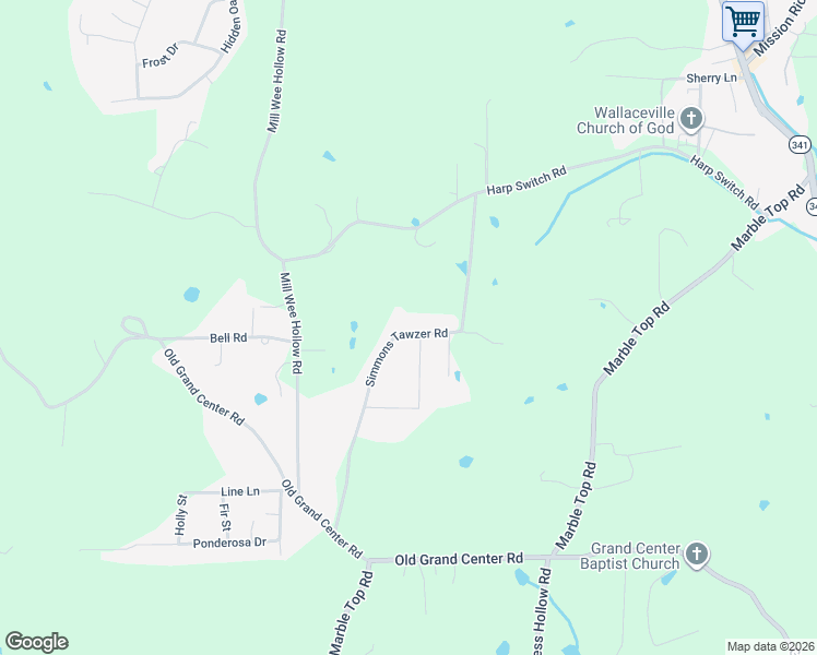 map of restaurants, bars, coffee shops, grocery stores, and more near 426 Simmons Tawzer Road in Chickamauga