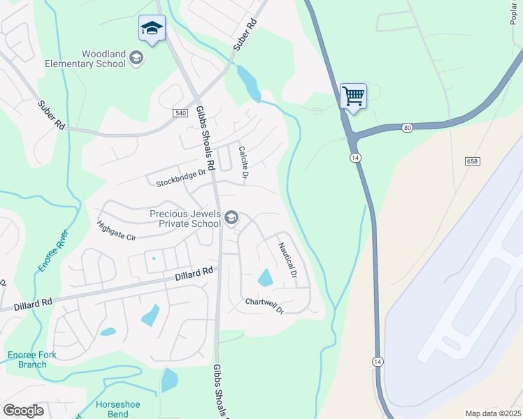 map of restaurants, bars, coffee shops, grocery stores, and more near 213 Marshland Lane in Greer