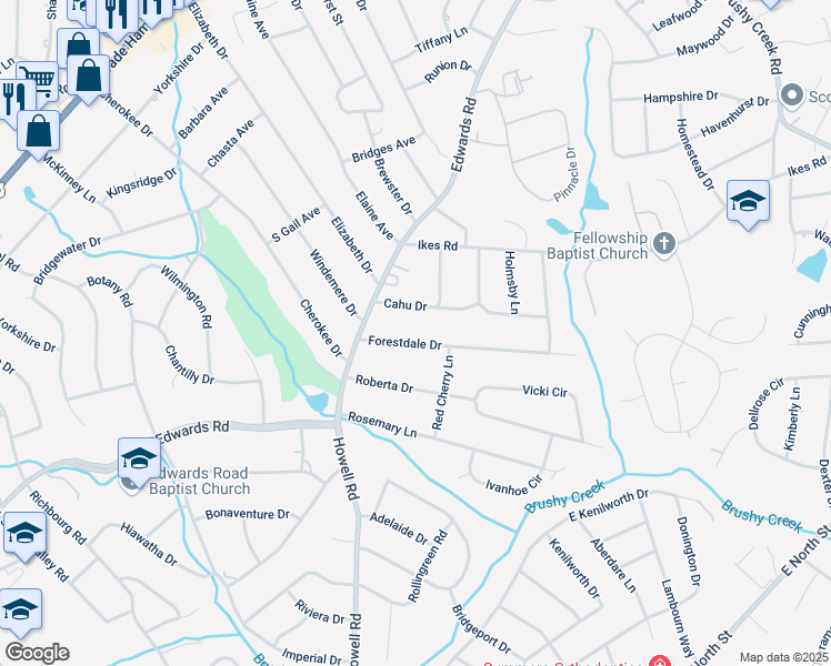 map of restaurants, bars, coffee shops, grocery stores, and more near 10 Cahu Drive in Taylors