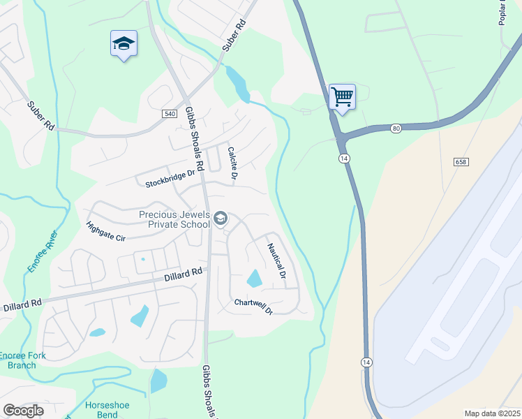 map of restaurants, bars, coffee shops, grocery stores, and more near 213 Marshland Lane in Greer