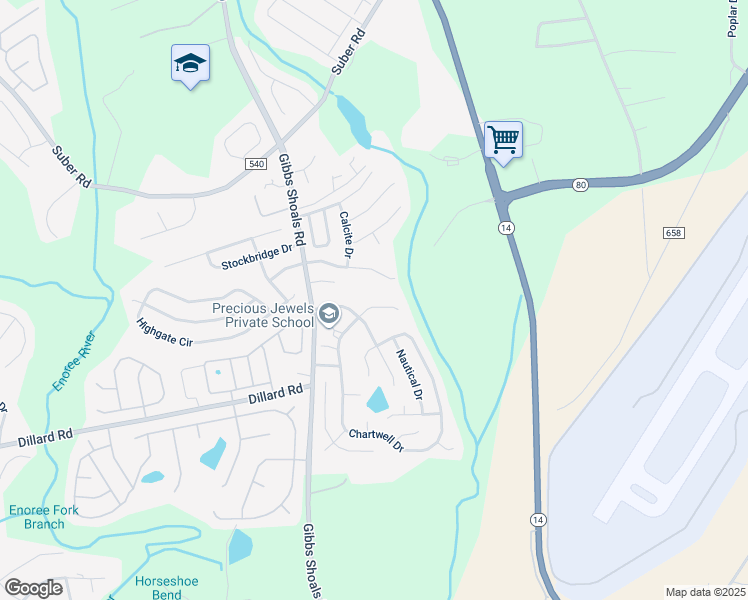 map of restaurants, bars, coffee shops, grocery stores, and more near 213 Marshland Lane in Greer