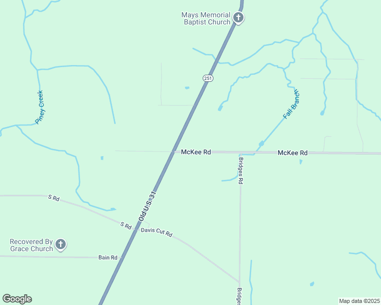 map of restaurants, bars, coffee shops, grocery stores, and more near 23020 Alabama 251 in Toney