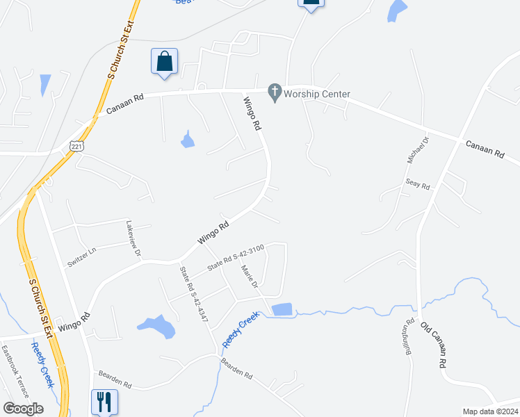 map of restaurants, bars, coffee shops, grocery stores, and more near 506 Wingo Road in Roebuck