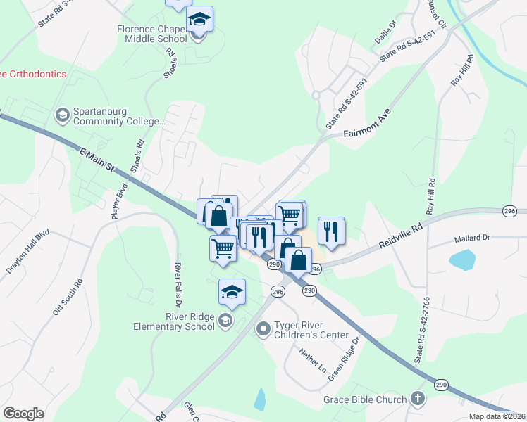 map of restaurants, bars, coffee shops, grocery stores, and more near 332 East Pheasant Hill Drive in Duncan