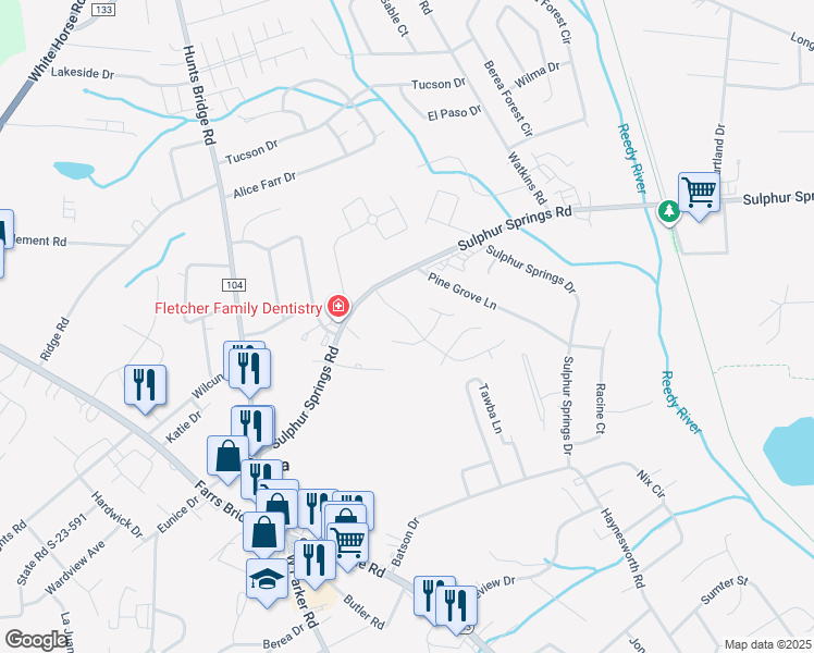 map of restaurants, bars, coffee shops, grocery stores, and more near 30 Ridgeover Drive in Greenville