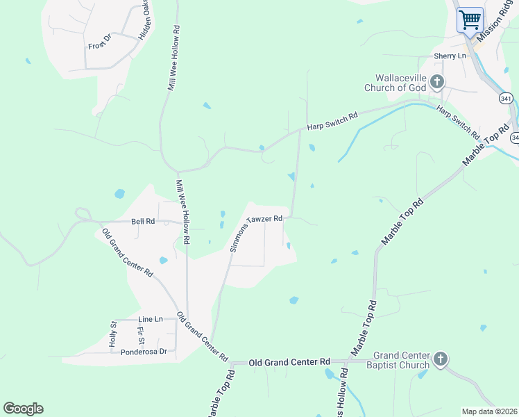 map of restaurants, bars, coffee shops, grocery stores, and more near 426 Simmons Tawzer Road in Chickamauga