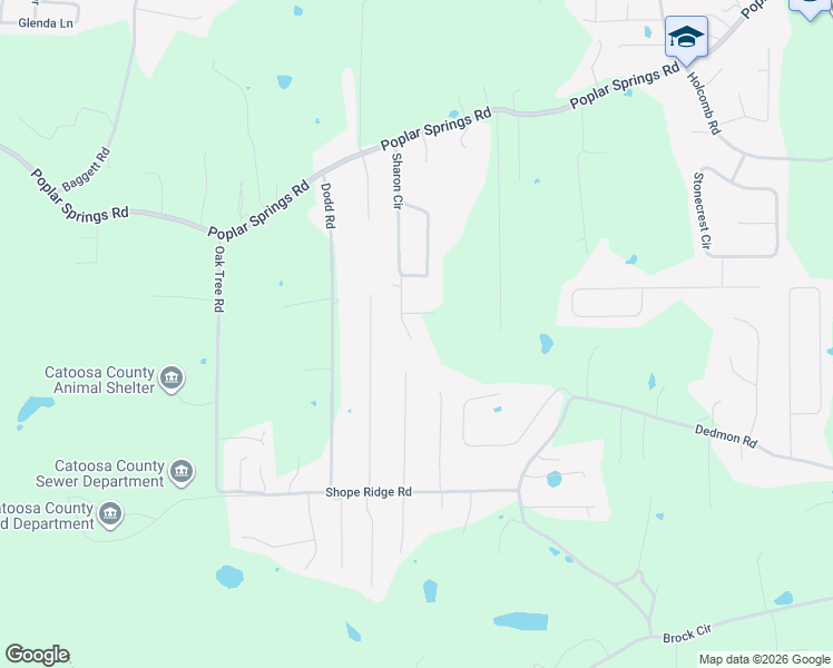 map of restaurants, bars, coffee shops, grocery stores, and more near 121 Homewood Drive in Ringgold
